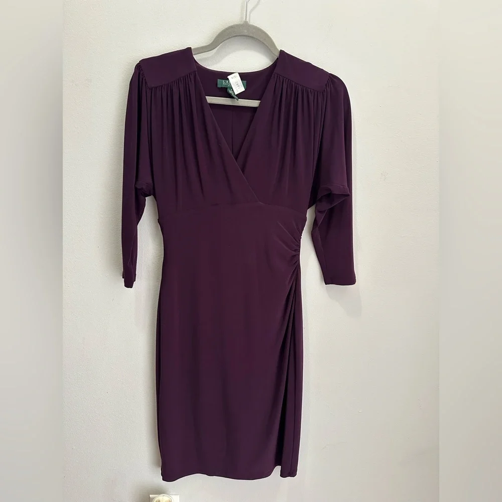 Lauren Ralph Lauren Dress Dark Purple 3/4 Sleeves Sexy Cocktail Professional 4
